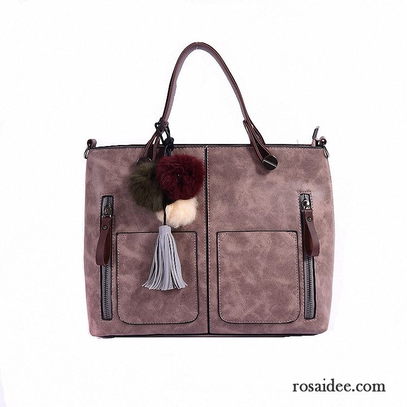 Handtaschen Damen Messenger-tasche Retro Großes Paket Hohe Kapazität Allgleiches Mode Rosa Rot