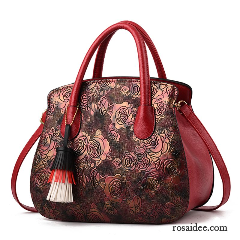 Handtaschen Damen Sommer Allgleiches Mama Blumen Das Neue Frühling Bordeauxrot