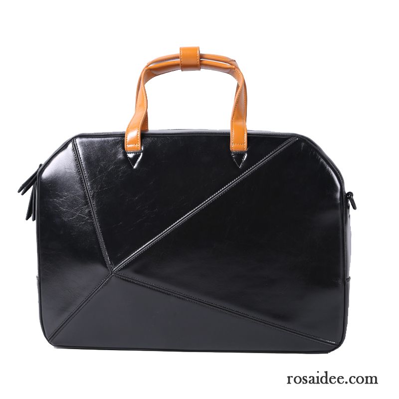 Handtaschen Herren Aktentasche Laptoptasche Kreuzung Messenger-tasche Leder Geschäft Schwarz