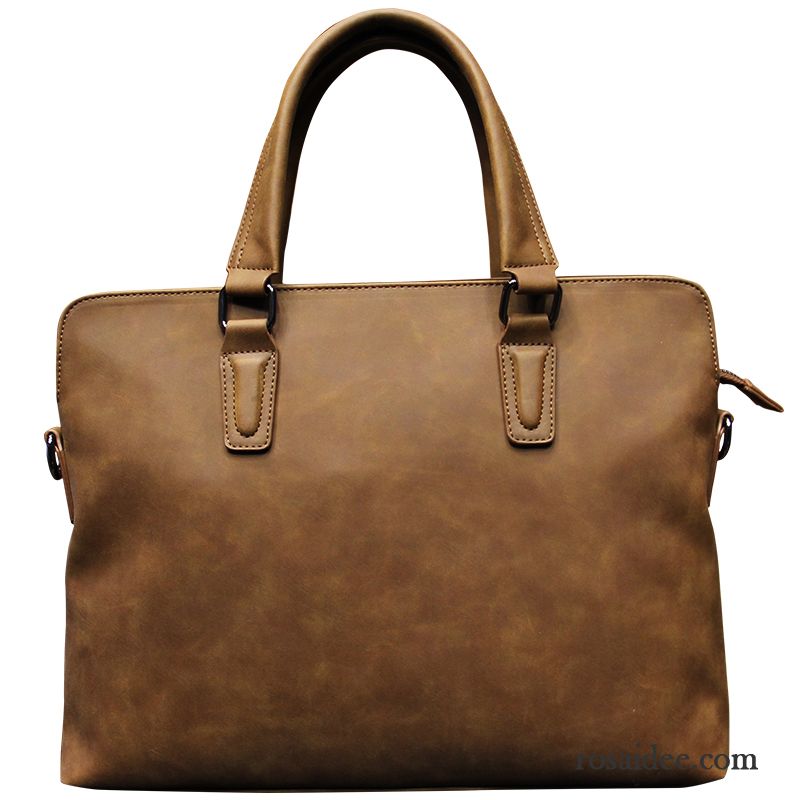 Handtaschen Herren Mattiert Laptoptasche Das Neue Aktentasche Messenger-tasche Mode Braun