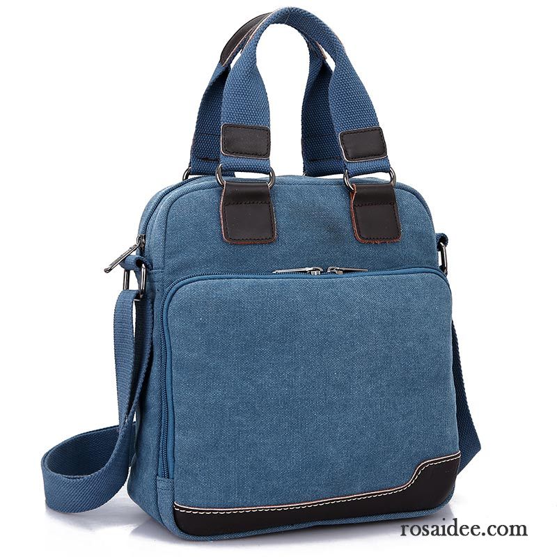 Handtaschen Herren Vertikaler Schnitt Schultertaschen Canvastasche Freizeit Mode Multifunktion Blau