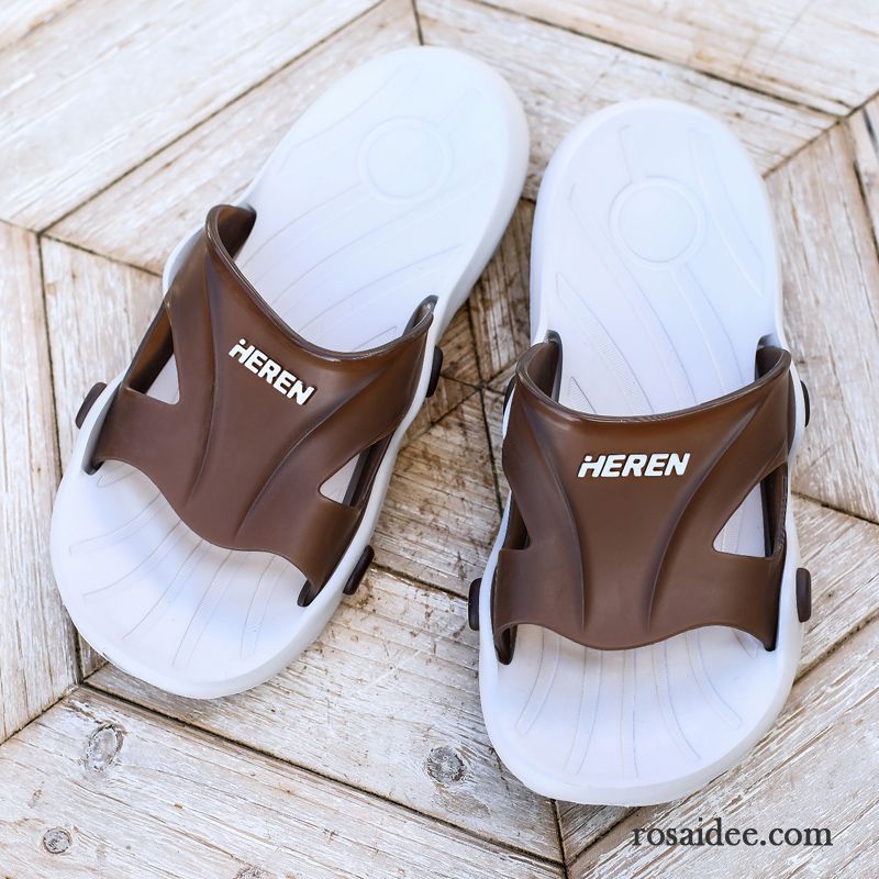 Hausschuhe Herren Pantolette Persönlichkeit Sandalen Rutschsicher Sommer Große Größe Braun