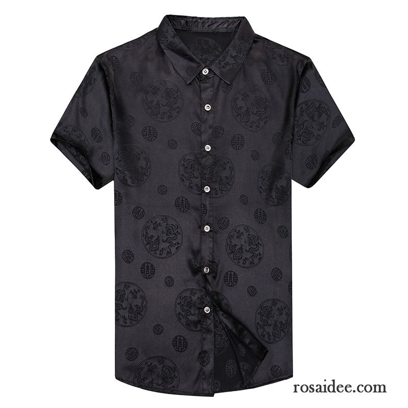 Hemden Herren Große Größe Sommer Muster Mode Chinesischer Stil Freizeit Schwarz