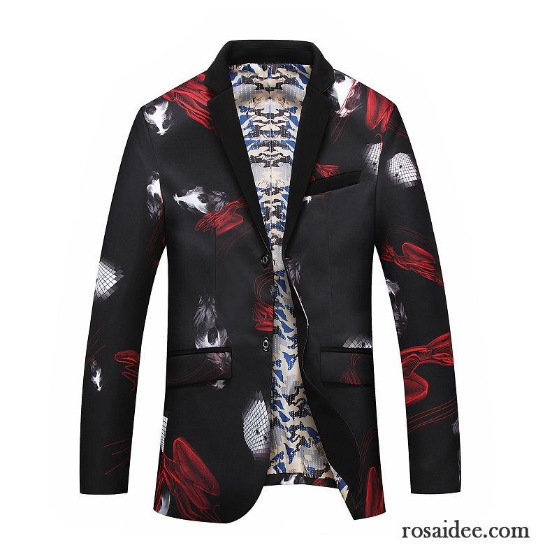 Herren Anzüge Modegünstig Überzieher Freizeit Winter Herbst Herren Kostüm Anzüg Rote Neu Groß Blumen Große Größe Blazer Schlank Günstig