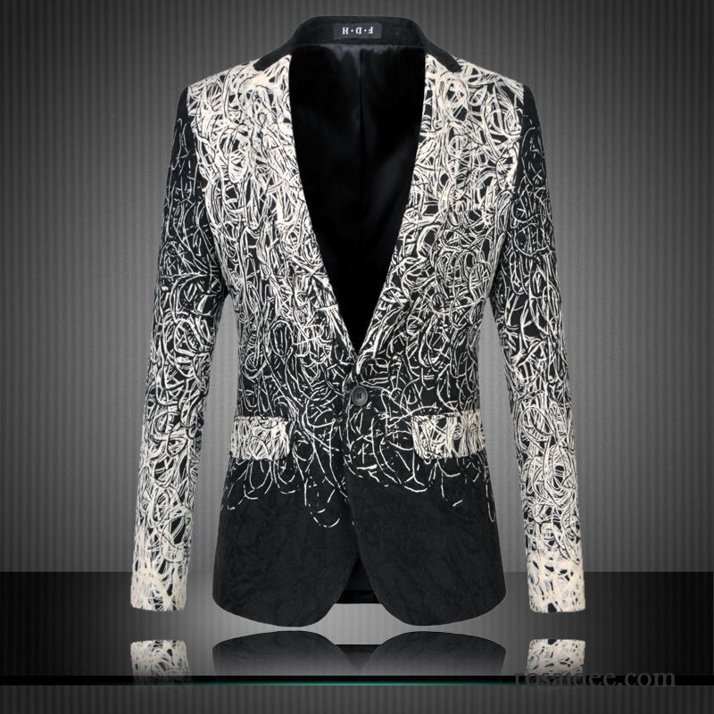 Herren Blazer Grau Freizeit Schlank Bestickt Große Größe Kostüm Herren Anzüg Überzieher Farbverlauf Kaufen