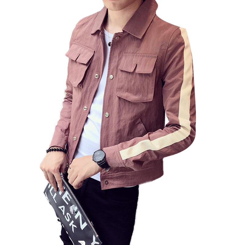 Herren Blouson Beige Herren Neu Jacke Freizeit Feder Trend Herbst Schlank Rote Überzieher Billig