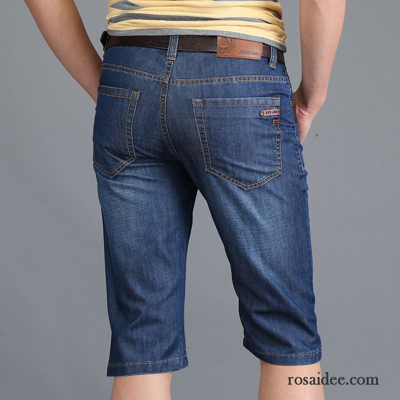 Herren Jeans Knopfleiste Freizeit Kurze Hose Gerade Herren Dünn Sommer Sale