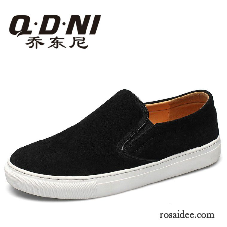 Herren Leder Halbschuhe Slip-on Schuhe Herren Faul Herbst Casual Schwarz Niedrig Trend Leder Echtleder Halbschuhe Skaterschuhe Günstig