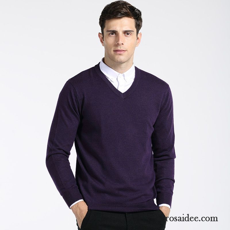 Herren Pullover Cashmere Rein Stricken Pullover Herren Wolle Lange Ärmel Winter Neue Herbst Strickwaren Billig