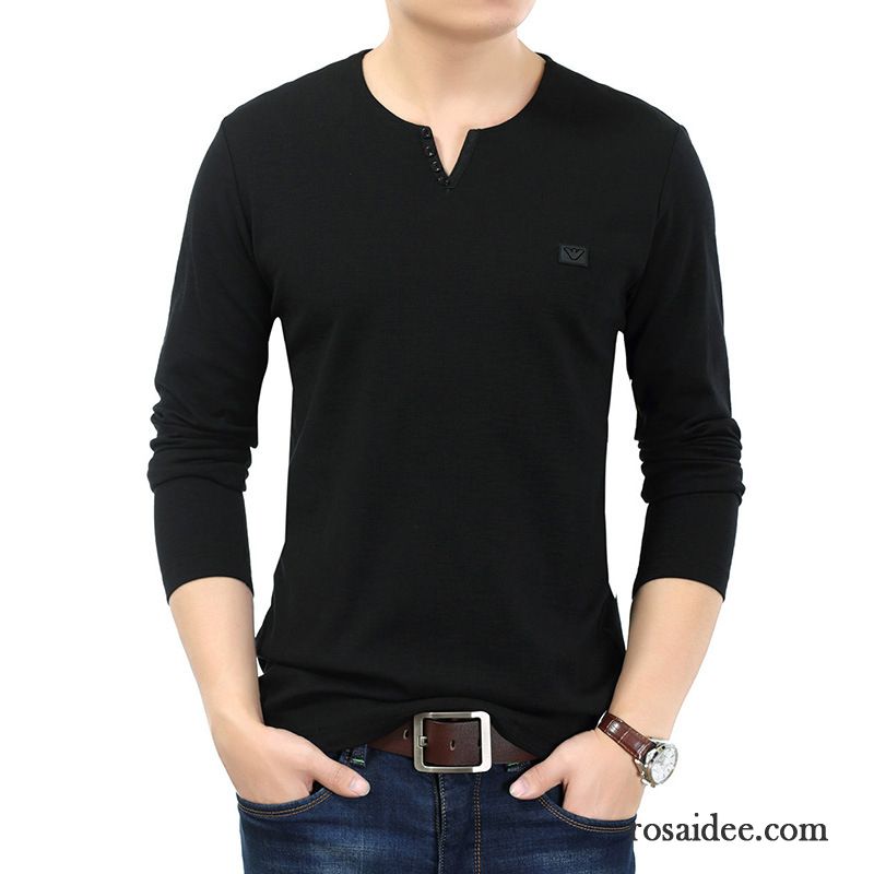 Herren Sommer T Shirts Schlank T-shirts Neu Herbst Herren Trend Baumwolle Rein Freizeit Lange Ärmel Günstig