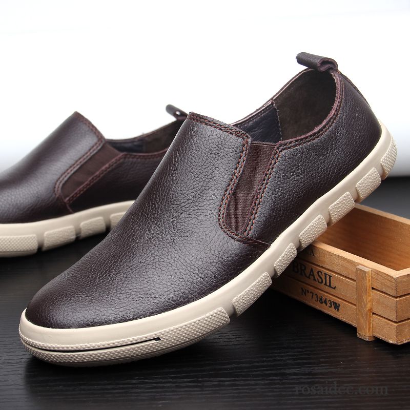 Herrenschuhe Marken Echtleder Herren Casual Lederschue Slip-on Faul Trend Schuhe Oberleder