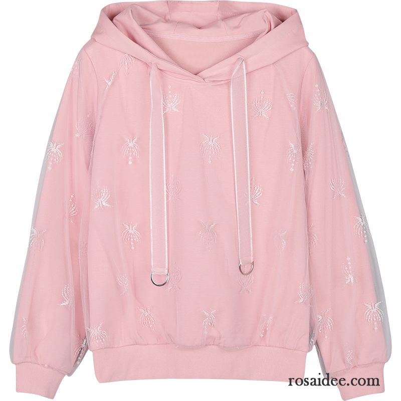 Hoodie Damen Dünn Mode Lose Ultra Überzieher Herbst Rosa