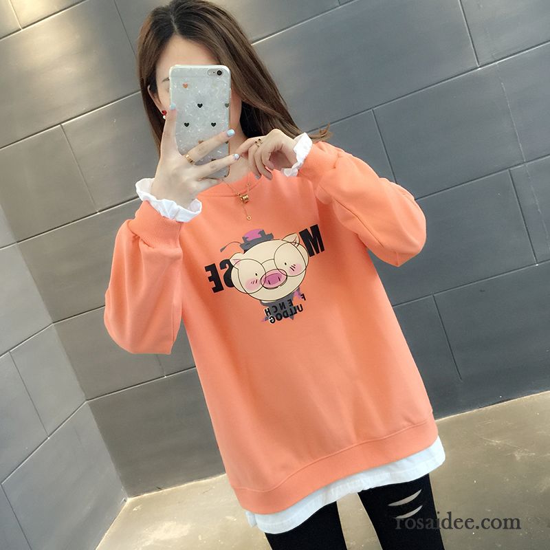 Hoodie Damen Feder Neu Herbst Mantel Lose Trend Orange