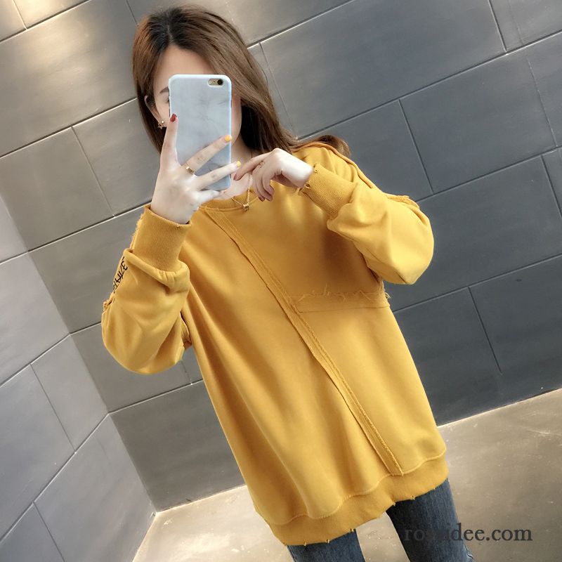 Hoodie Damen Herbst Hoodies Feder Lose Trend Neu Gelb