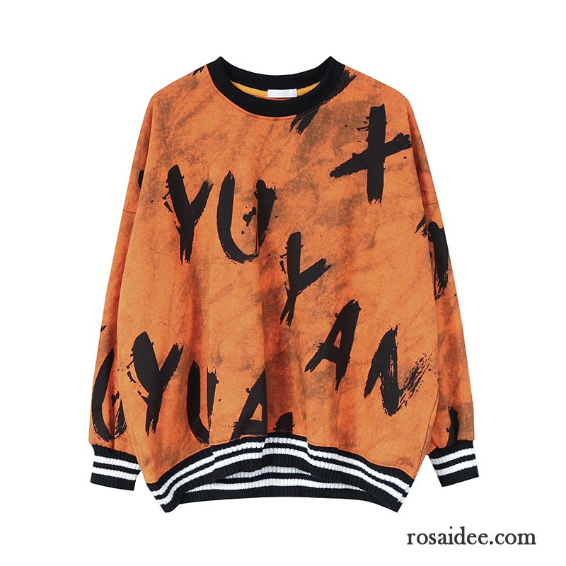 Hoodie Damen Lose Allgleiches Mode Lange Ärmel Herbst Trend Orange Rot