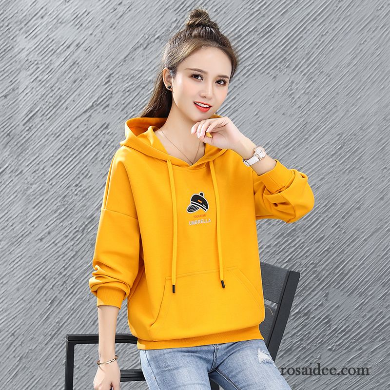 Hoodie Damen Mantel Hoodies Rein Allgleiches Feder Mit Kapuze Gelb