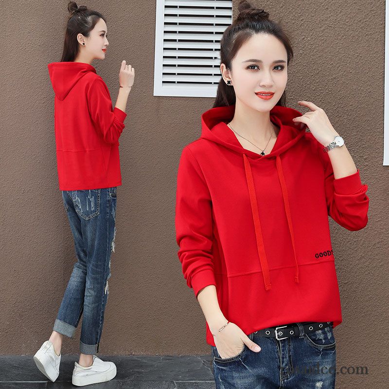 Hoodie Damen Neu Feder Trend Allgleiches Hoodies Mantel Rot