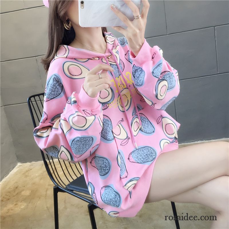 Hoodie Damen Neu Hoodies Baumwolle Rein Lange Ärmel Trend Rosa