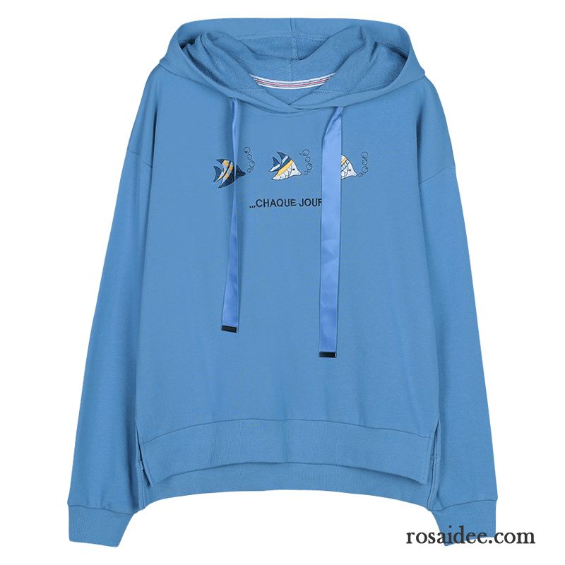 Hoodie Damen Schüler Trend Allgleiches Hoodies Mit Kapuze Mode Blau