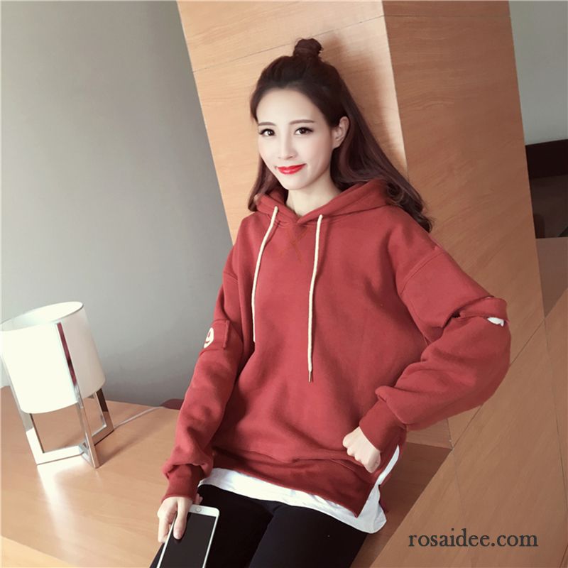 Hoodie Damen Trend Hoodies Feder Lose Überzieher Zweiteiliges Purpur Lila Rot