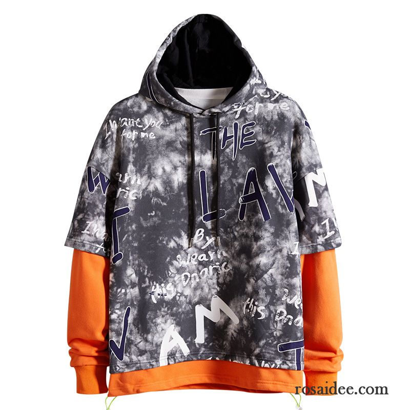 Hoodie Herren Graffiti Trend Überzieher Mit Kapuze Hoodies Herbst Grau