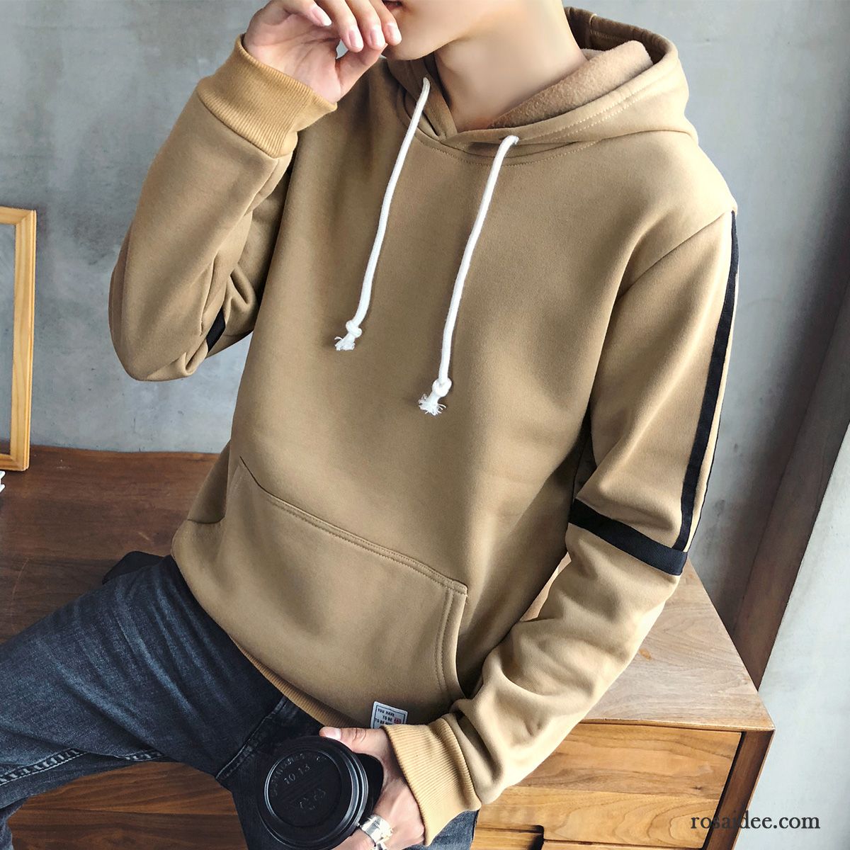 Hoodie Herren Schüler Kleider Hoodies Feder Überzieher Mit Kapuze Braun