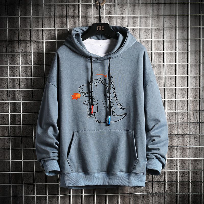Hoodie Herren Schüler Lange Ärmel Trend T-shirts Lose Rundhals Blau