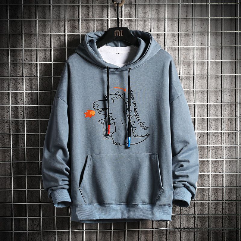 Hoodie Herren Schüler Lange Ärmel Trend T-shirts Lose Rundhals Blau