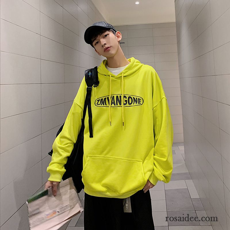 Hoodie Herren Überzieher Freizeit Rein Lose Pullovers Mantel Fluoreszenz Grün