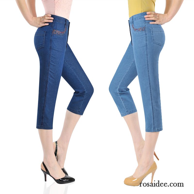 Hose Silber Damen Jeans Geschnittene Hose Kurze Hose Große Größe Sommer Damen Elastisch