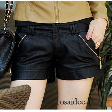 Hosen Damen Sommer Mode Kurze Hose Leder Neu Allgleiches Große Größe Hot Pants