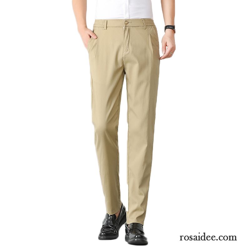 Hosen Herren Freizeit Gerade Trend Elastisch Anzughose Lange Khaki