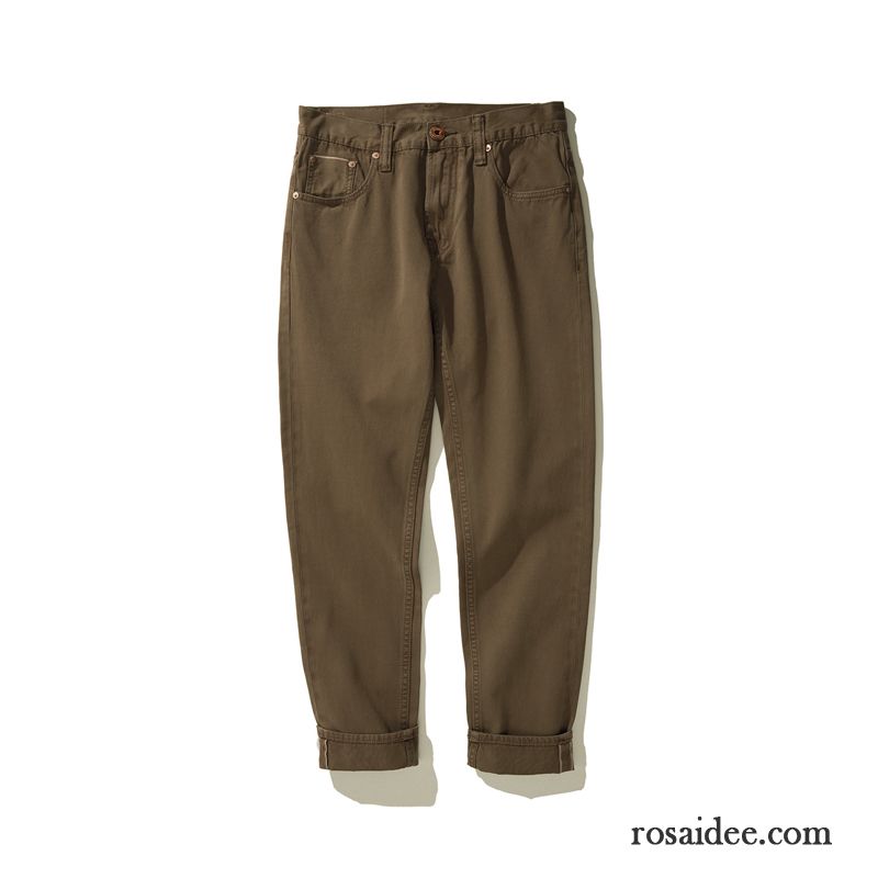 Hosen Herren Freizeit Wasser Retro Schmales Bein Khaki Dunkel