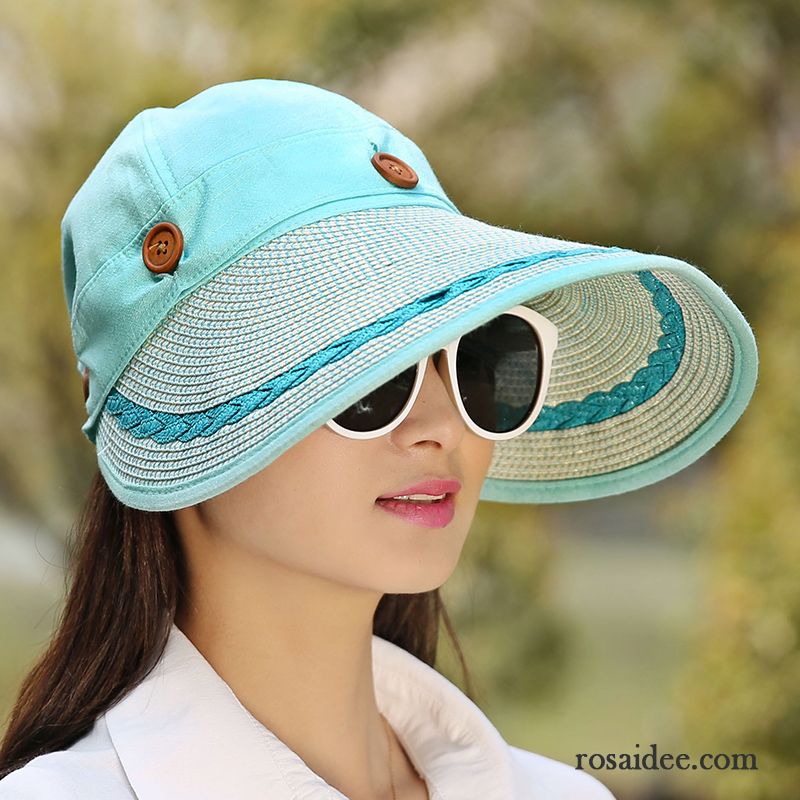 Hüte / Caps Damen Falten Outdoor Reisen Sonnenschutz Sonnenhüte Sommer Blau