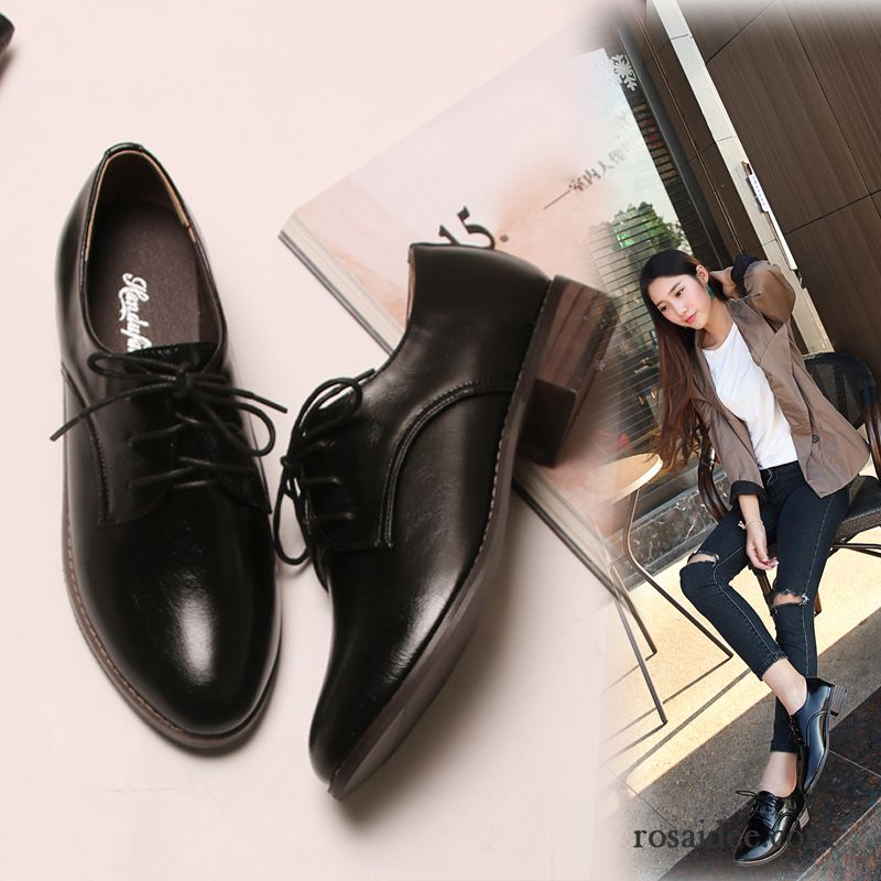 Italienische Schuhe Günstig Dick Spitze Schnürschuhe England Hochschule Wind Feder Retro Plus Samt Schnürung Herbst Damen Lederschuhe Winter Oxford