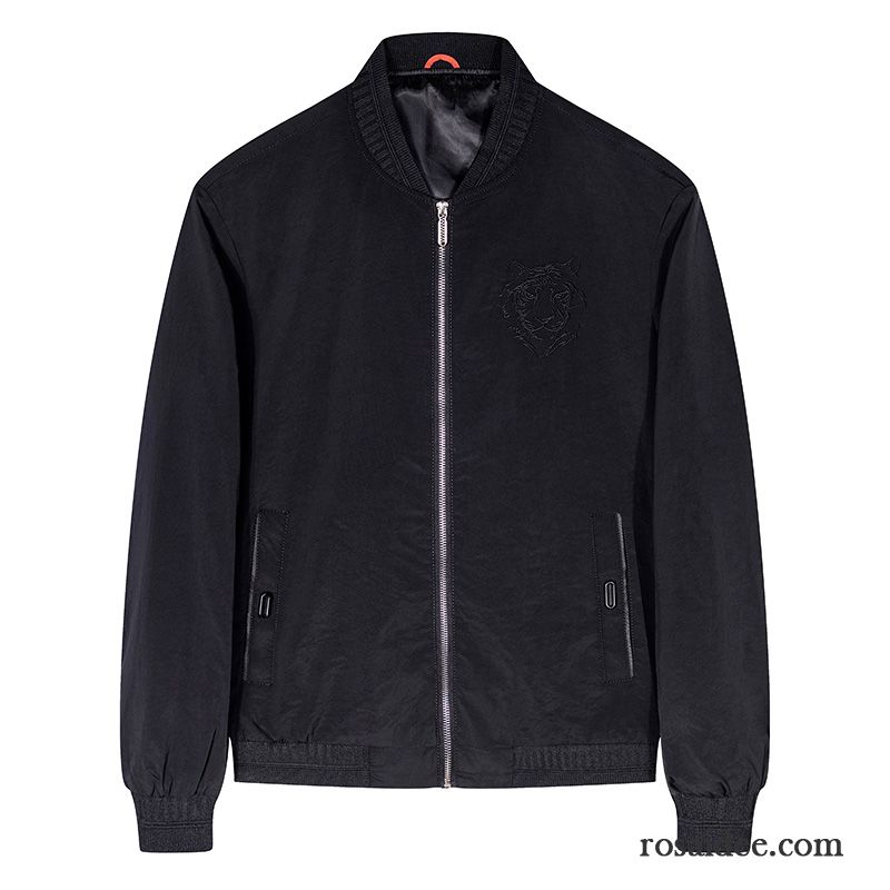 Jacke Herren Schwarz Freizeit Herbst Stickerei Feder Herren Überzieher Trend Pilot Schwarz Schlank Neu Jacke Kaufen