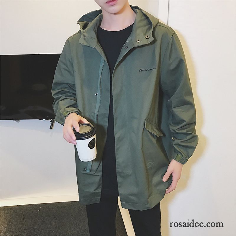 Jacke Mit Pelzkragen Herren Mit Kapuze Lose Militärgrün Trend Jacke Überzieher Herbst Mantel Herren Feder Langer Abschnitt Werkzeugbau Verkaufen