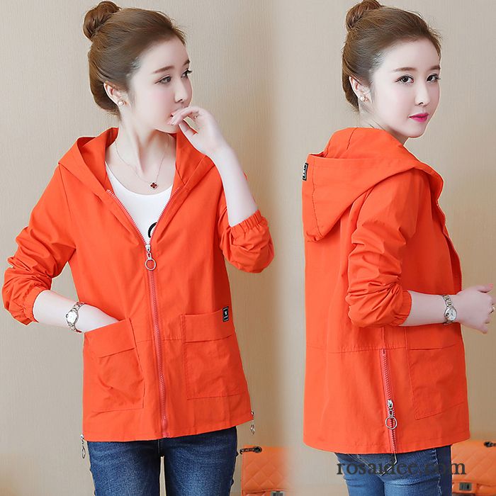 Jacken Damen Feder Herbst Lange Ärmel Mode Neu Überzieher Orange Rot