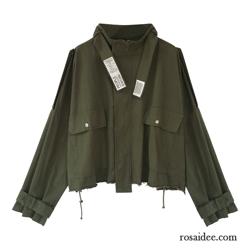 Jacken Damen Freizeit Lange Ärmel Einfach Herbst Retro Bolero Army Grün Grün