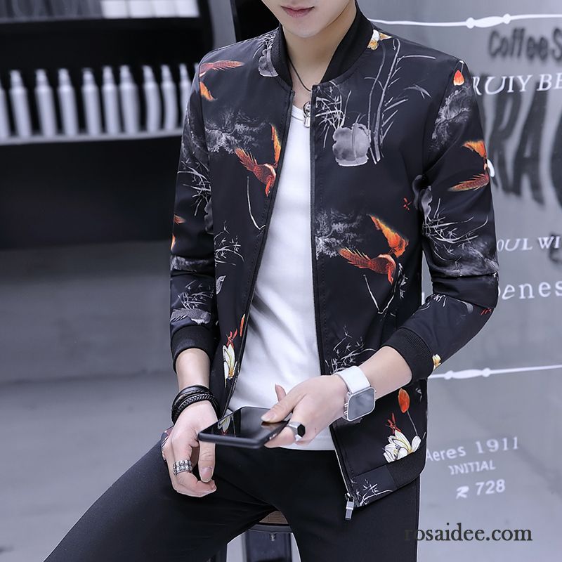 Jacken Herren Freizeit Feder Mantel Schlank Herbst Trend Schwarz