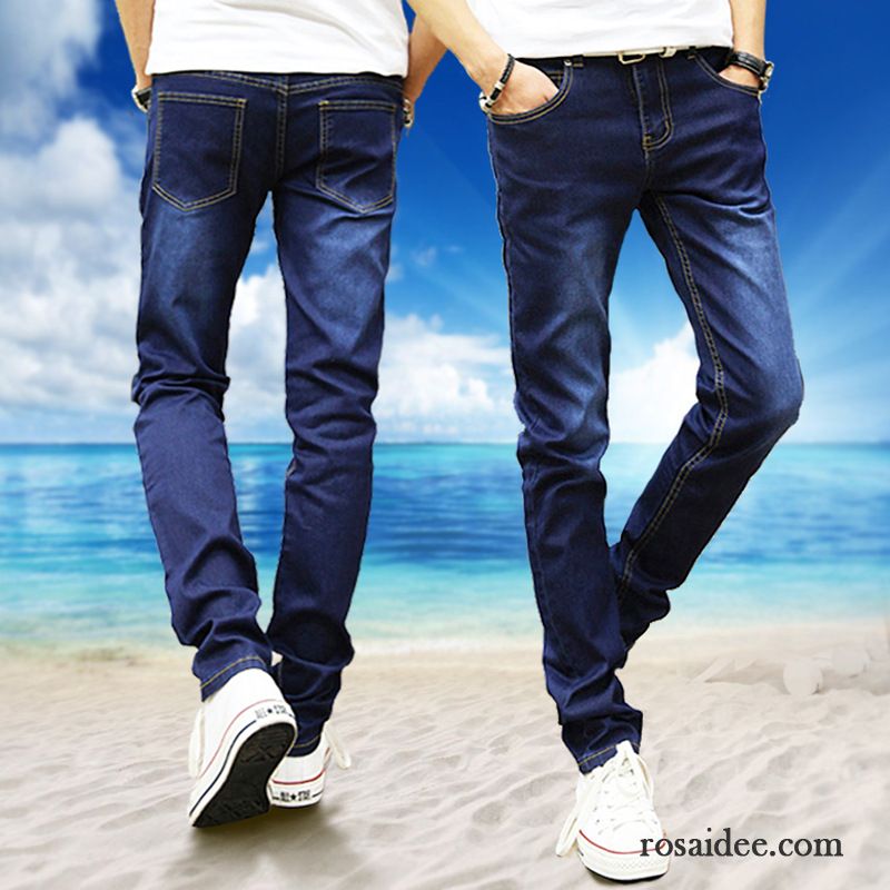 Jeans Beschichtet Herren Hose Schlank Trend Jeans Sommer Lange Licht Herren Dünn Günstig