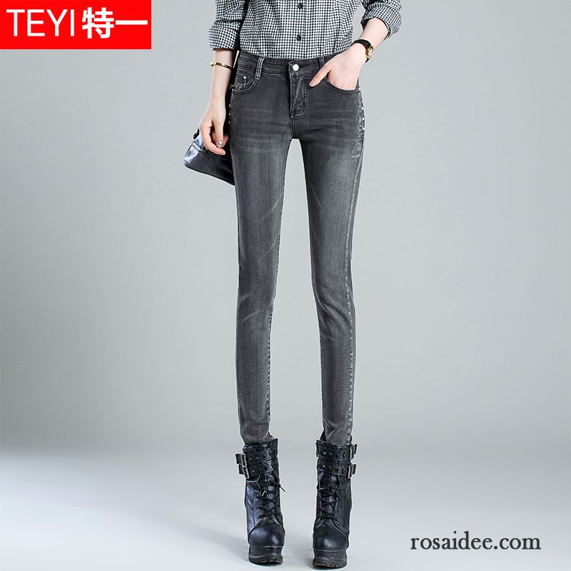 Jeans Bootcut Damen Hohe Taille Dünn Hose Neu Fett Herbst Große Größe Elastisch Damen Jeans Schlank