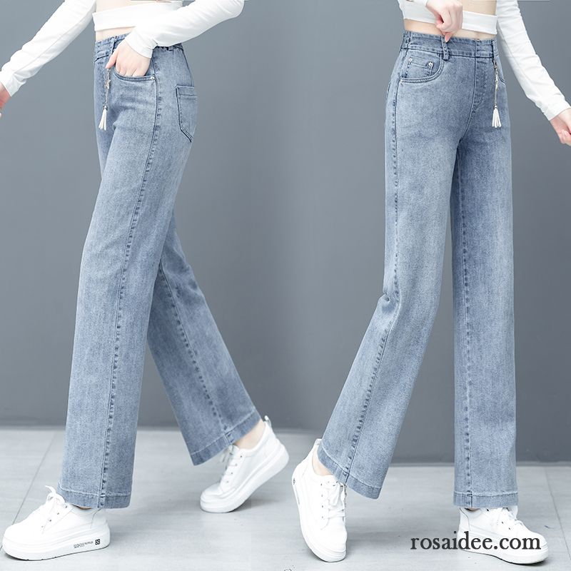 Jeans Damen Gerade Neu Dünn Lose Sommer Hose Blau