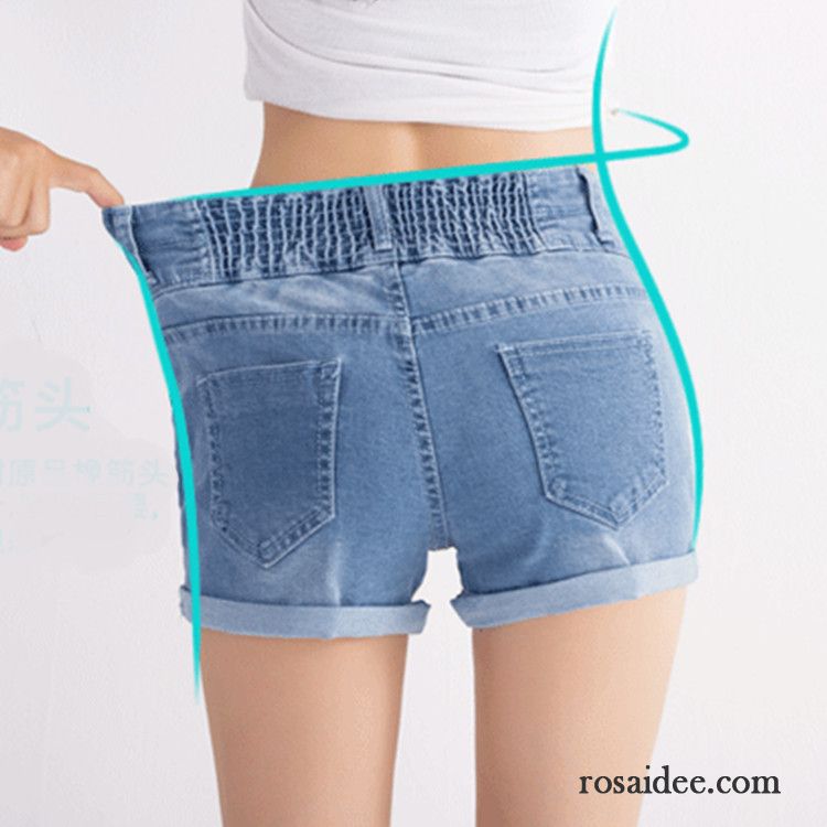 Jeans Damen Kurzgröße Elastisch Heißer Art Damen Jeans Hohe Taille Kurze Hose Sale