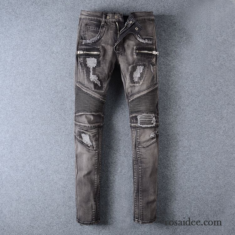 Jeans Destroyed Männer Gerade Löcher Herren Trend Jeans Günstig