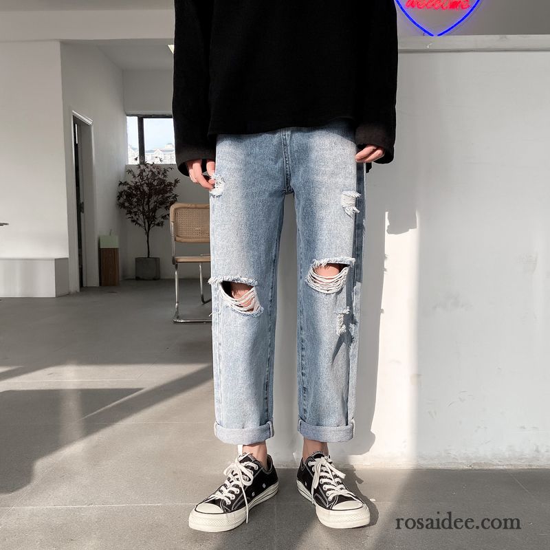 Jeans Herren Hose Gerade Trend Persönlichkeit Sommer Lose Blau