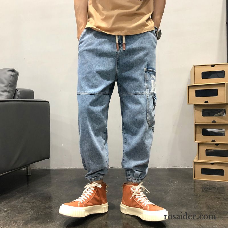 Jeans Herren Lose Gerade Trend Werkzeugbau Feder Freizeit Blau