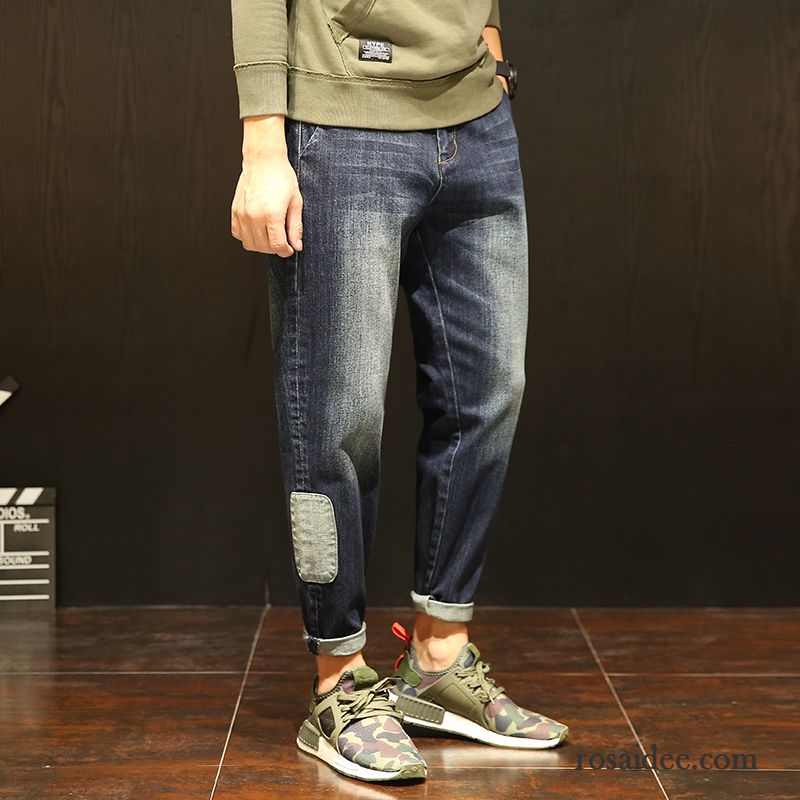 Jeans Herren Trend Retro Freizeit Herbst Schmales Bein Große Größe Blau