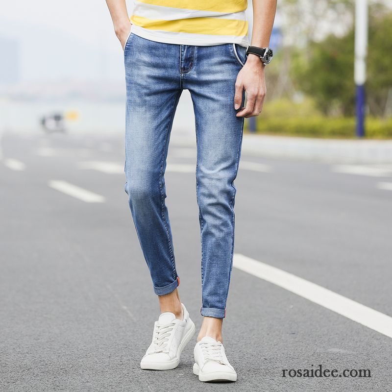 Jeans Herren Trend Schlank Feder Dünn Sommer Hellblau Blau