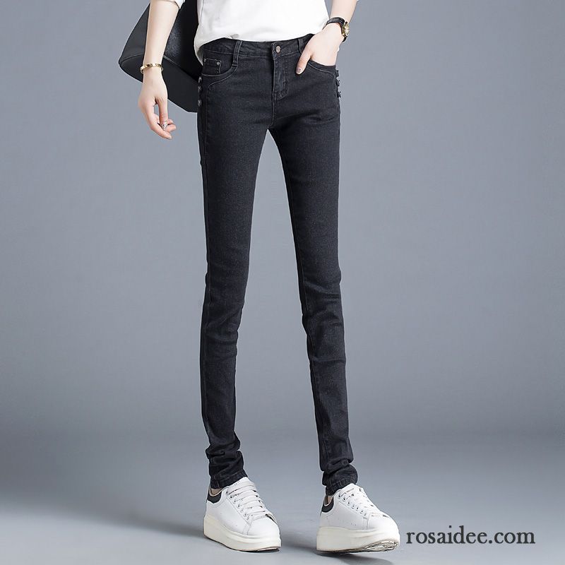 Jeans Schwarz Damen Feder Trend Hose Neu Jeans Dünn Herbst Bleistift Hose Schwarz Damen Schüler Rabatt